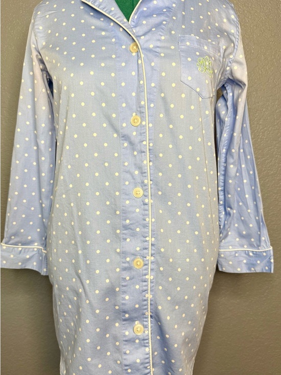 Lauren Ralph Lauren Other - Lauren Ralph Lauren Polka Dot Pajama Top Women’s M Blue Cotton Button Down